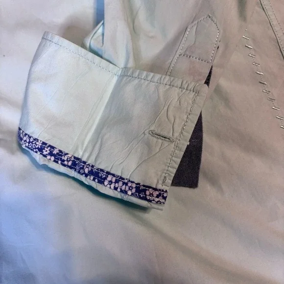 Robert Graham Jeans Mens 2XL Tailored Fit Mint Green Button Down Roll Tab Shirt - Picture 3 of 9